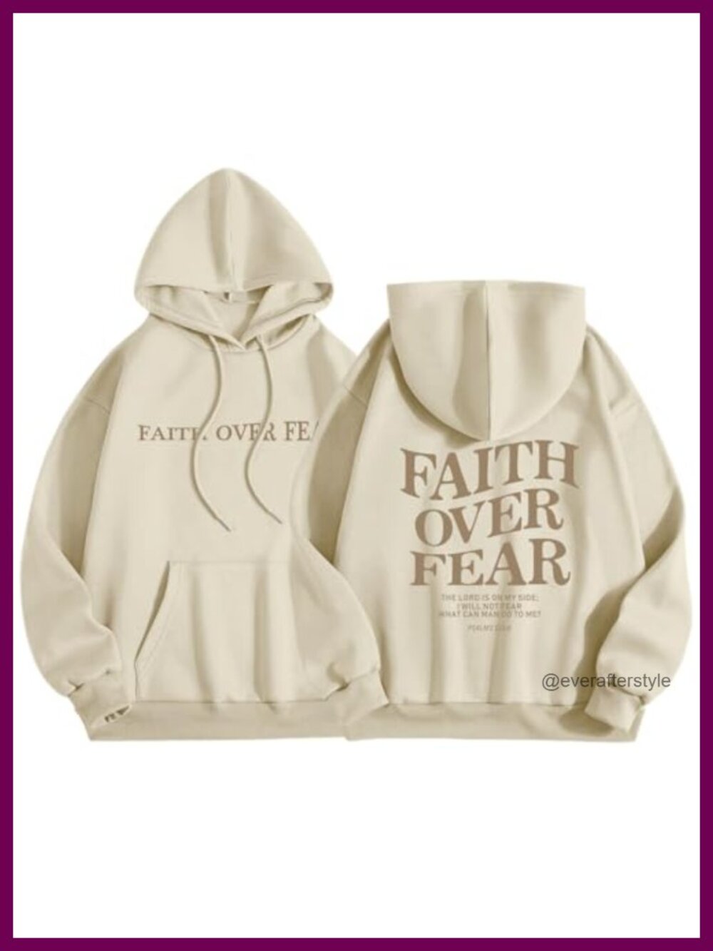 Christian Faith Over Fear Hoodie Women Oversized Graphic Pullover Sweatshirt
